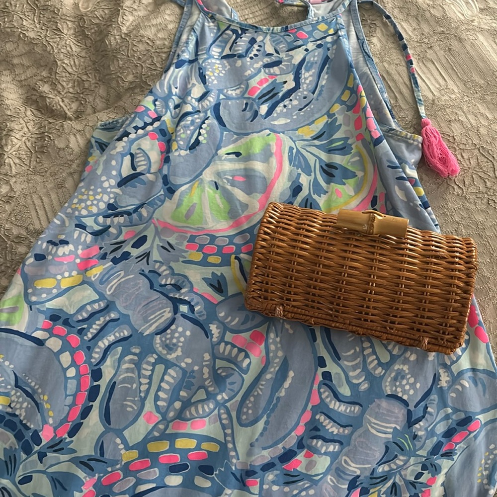 Lilly Pulitzer Woven Clutch with Bamboo Closure